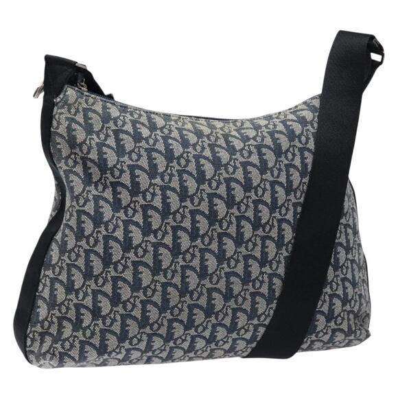 DIOR Trotter Canvas Shoulder Bag Navy Silver - Picture 1 of 13